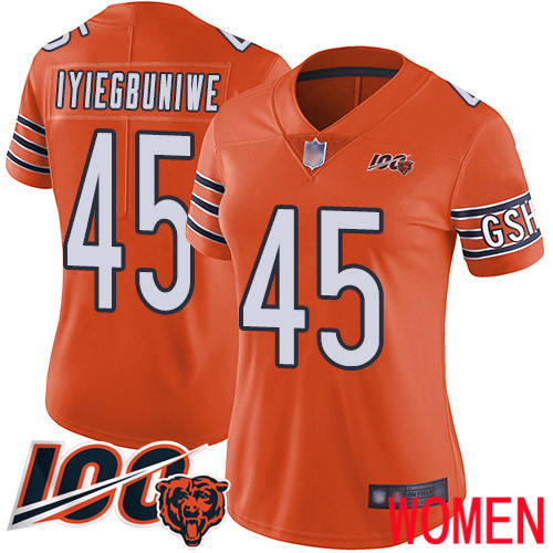 Chicago Bears Limited Orange Women Joel Iyiegbuniwe Alternate Jersey NFL Football #45 100th Season->chicago bears->NFL Jersey